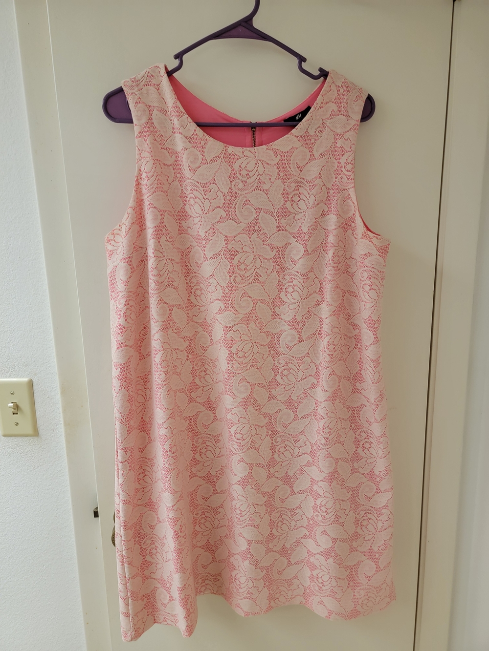 H&M Pink Lace Mod Retro 60's Twiggy Sleeveless Shift Dress